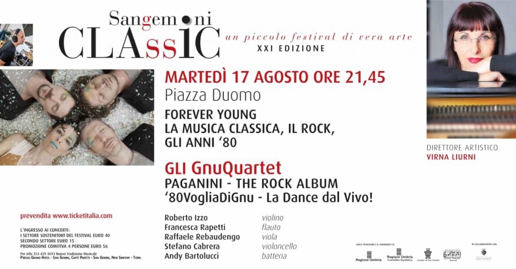 immagine Martedì 17 agosto ore 21.45 Sangemini Classic - GnuQuartet- Piazza Duomo